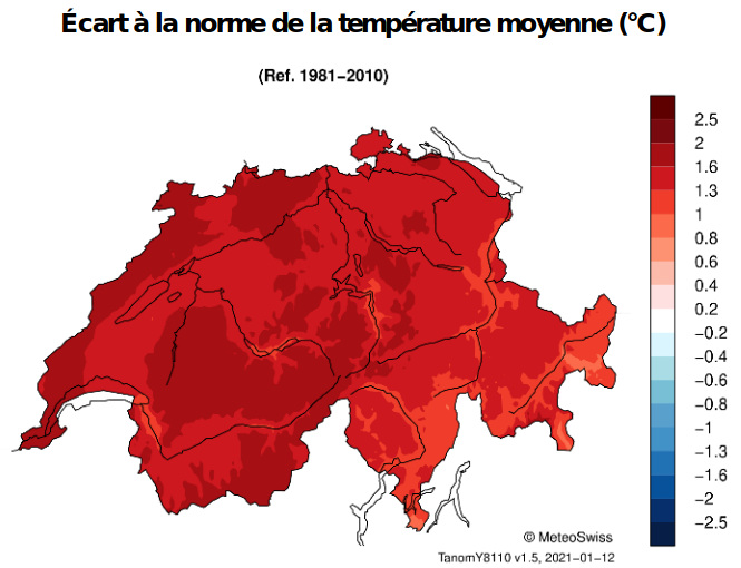 2020, année la plus chaude en Suisse